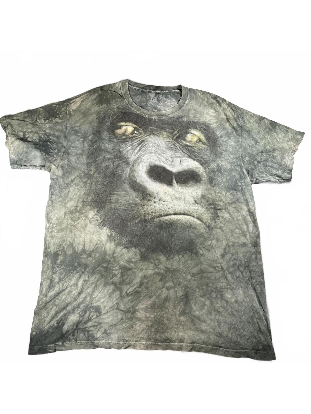 Vintage The Mountain Gorilla T Shirt Mens XL Green Tie Dye Big Face Graphic Tee